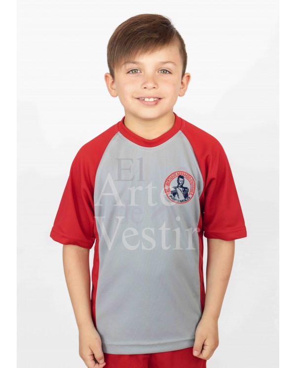 POLERA POLO HOMBRE GRIS/ROJO BERNARDO O'HIGGINS PTO.NATALES