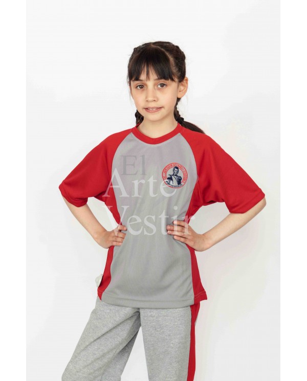 POLERA POLO MUJER GRIS/ROJO BERNARDO O'HIGGINS PTO.NATALES