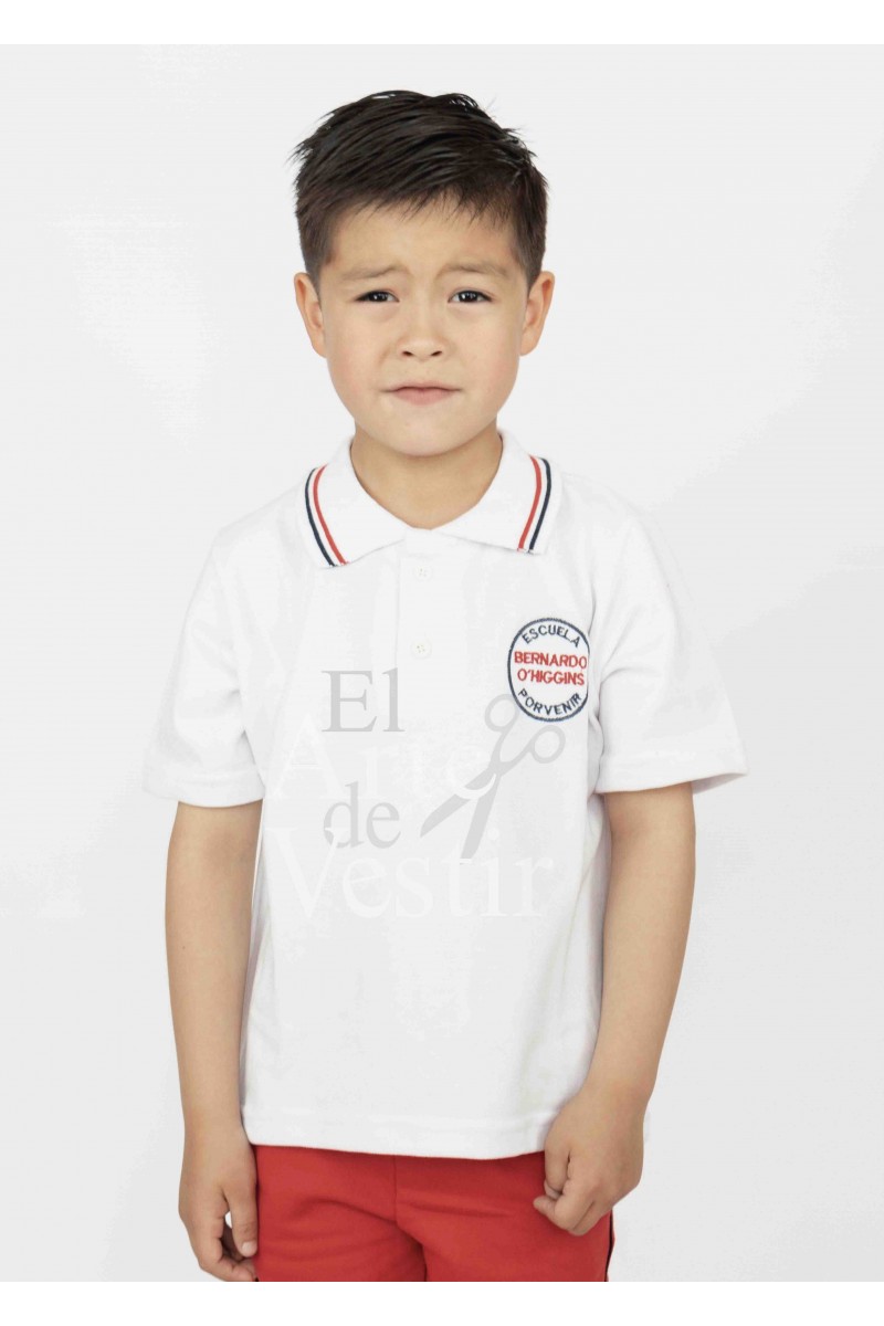 POLERA PIQUE MC UNISEX BLANCO BERNARDO O'HIGGINS PORVENIR