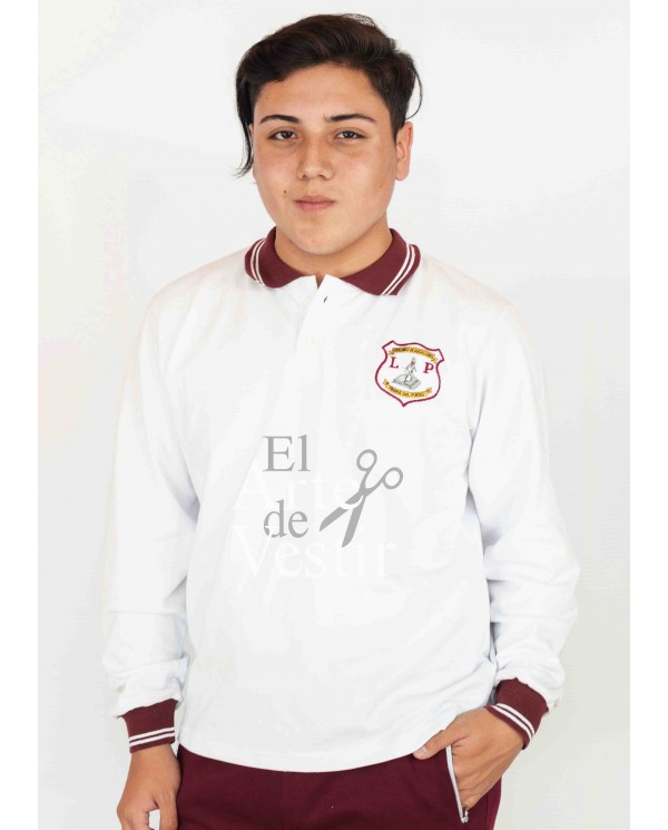 POLERA ML PIQUE BLANCO UNISEX HERNANDO MAGALLANES PORVENIR