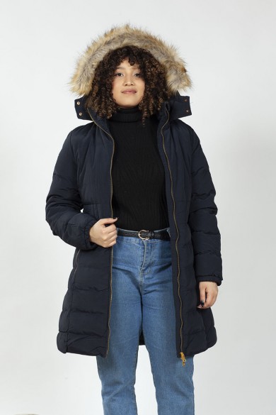 PARKA LARGA ARYA MUJER GOLD ZIPPER AZUL