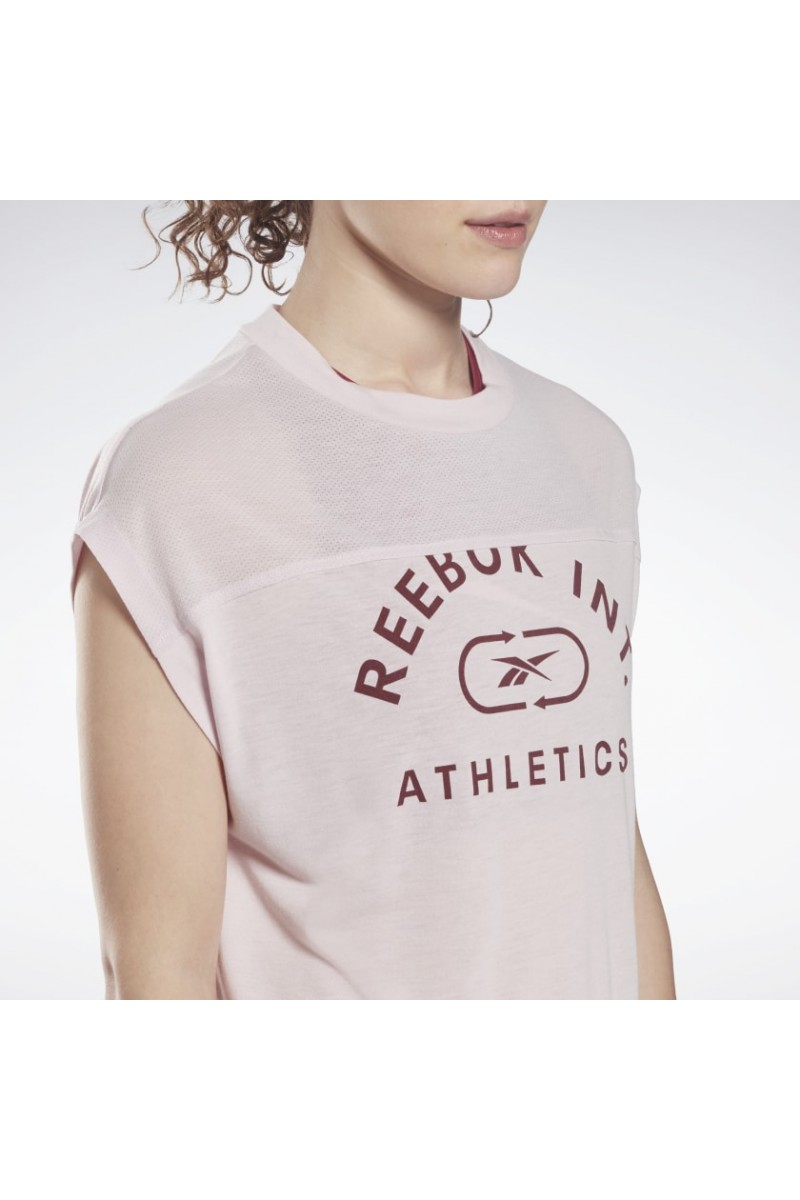 POLERA REEBOK MUJER SUPREMIUM LOGO ROSADO