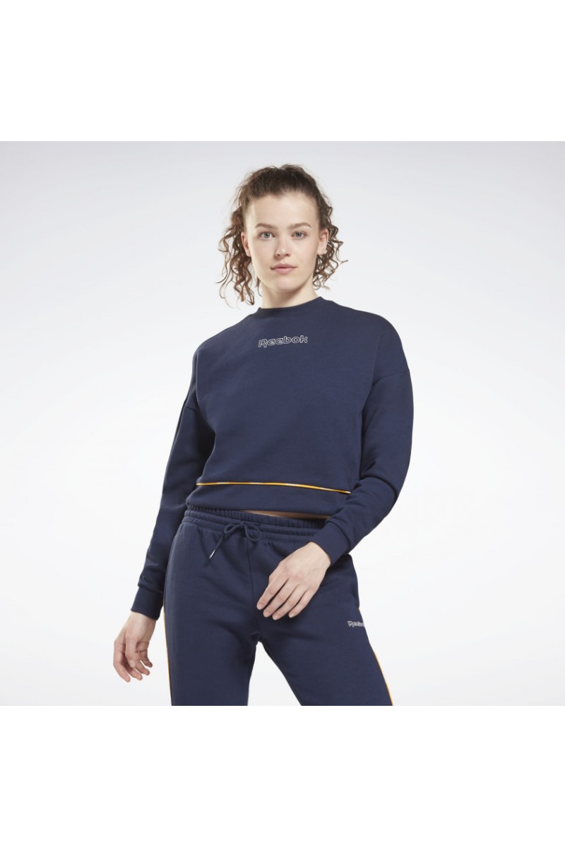 POLERÓN REEBOK MUJER PIPING CREW AZUL POLERÓN REEBOK MUJER PIPING CREW AZUL