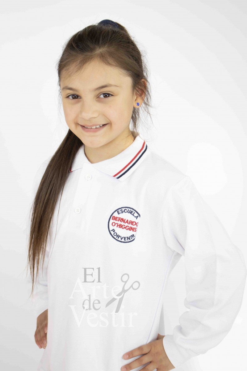 POLERA PIQUE ML UNISEX BLANCO BERNARDO O'HIGGINS PORVENIR