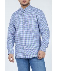 CAMISA MONTESOLA HOMBRE MATIAS CUADROS REGULAR CELESTE