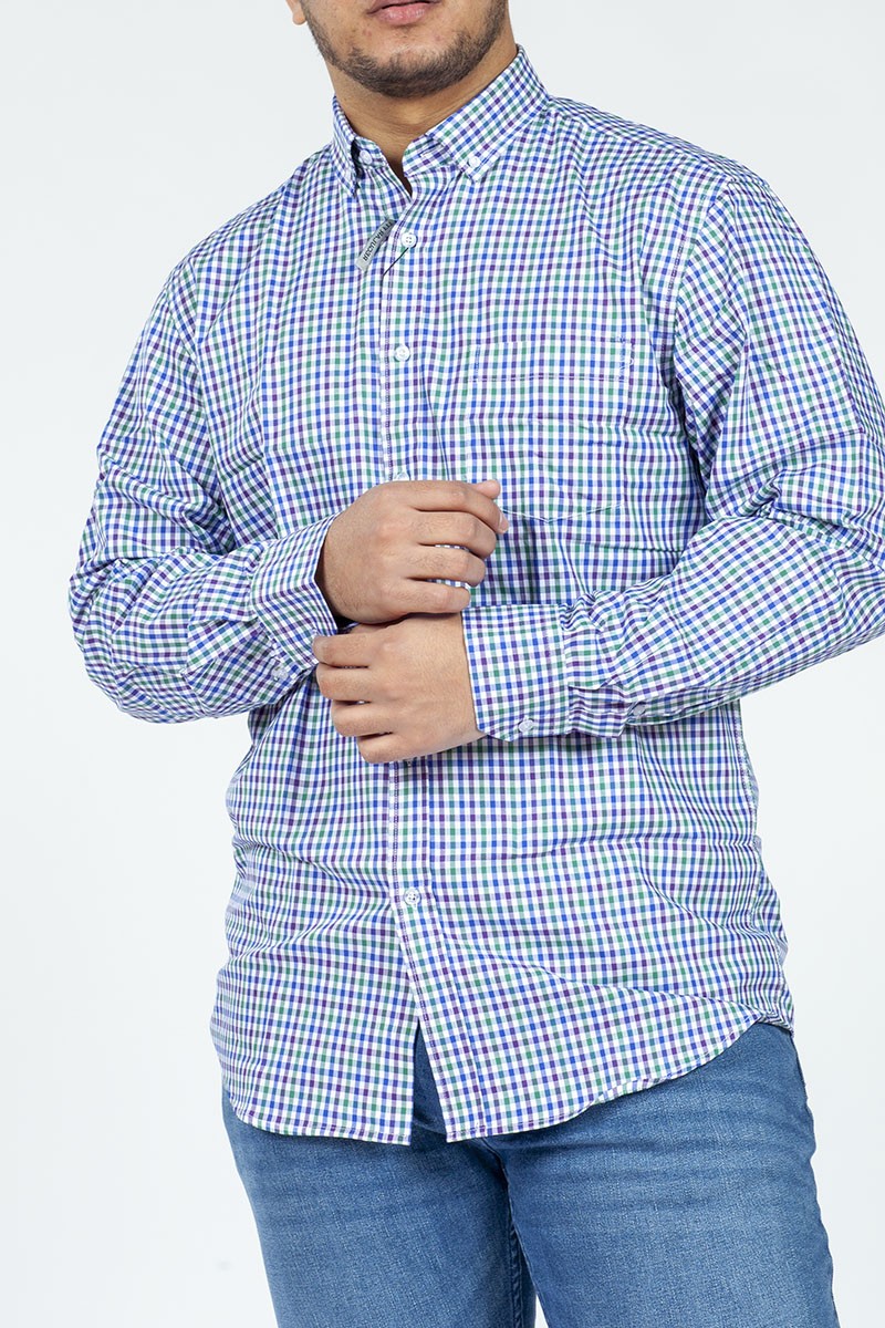 CAMISA MONTESOLA HOMBRE MARCIAL CUADROS REGULAR MORADA