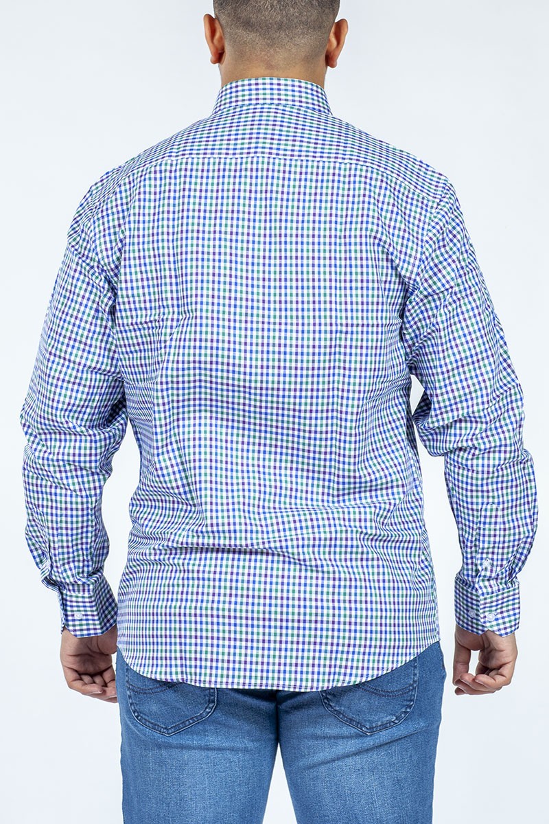 CAMISA MONTESOLA HOMBRE MARCIAL CUADROS REGULAR MORADA