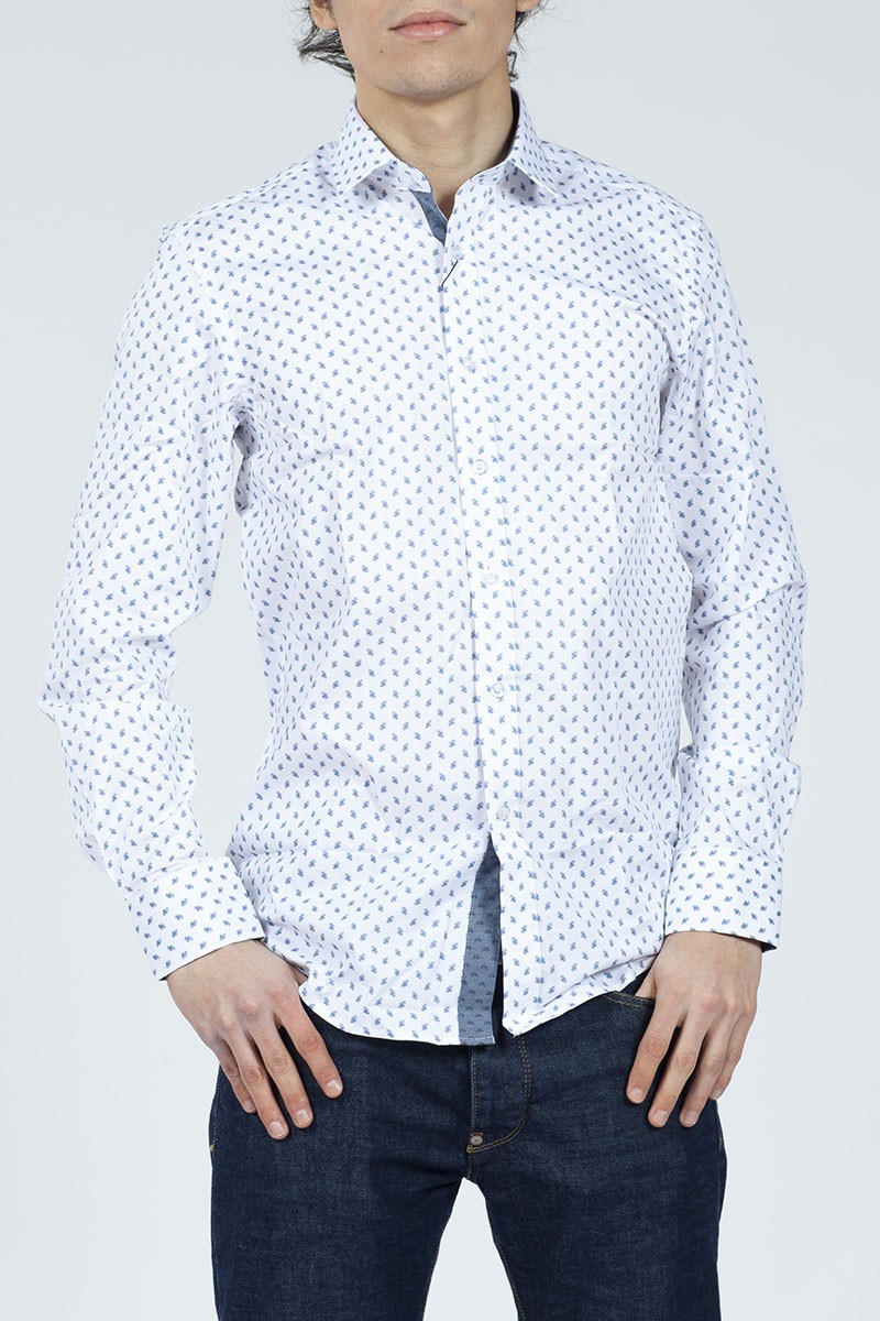 CAMISA MONTESOLA HOMBRE MUSTAFA FLOWER SLIM BLANCA