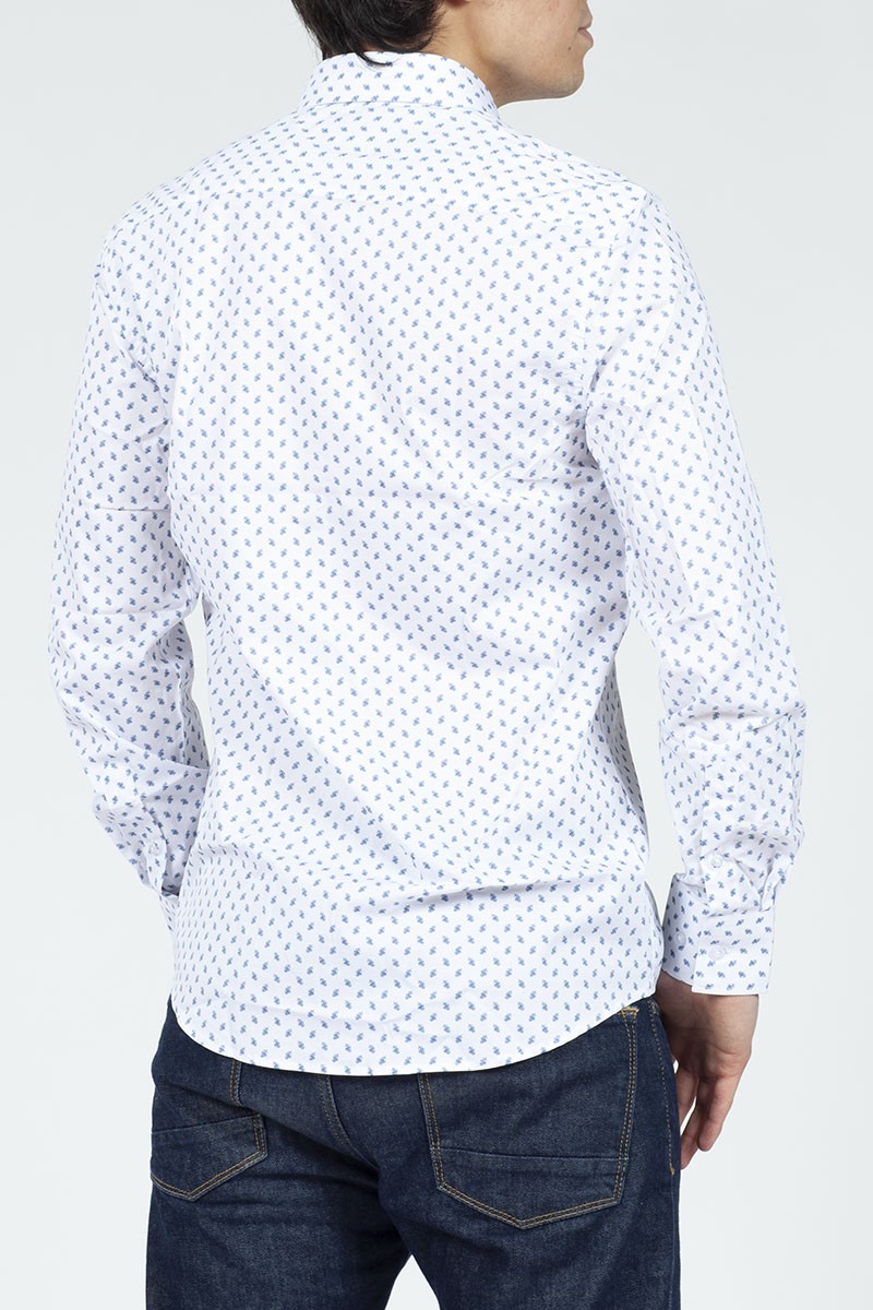 CAMISA MONTESOLA HOMBRE MUSTAFA FLOWER SLIM BLANCA