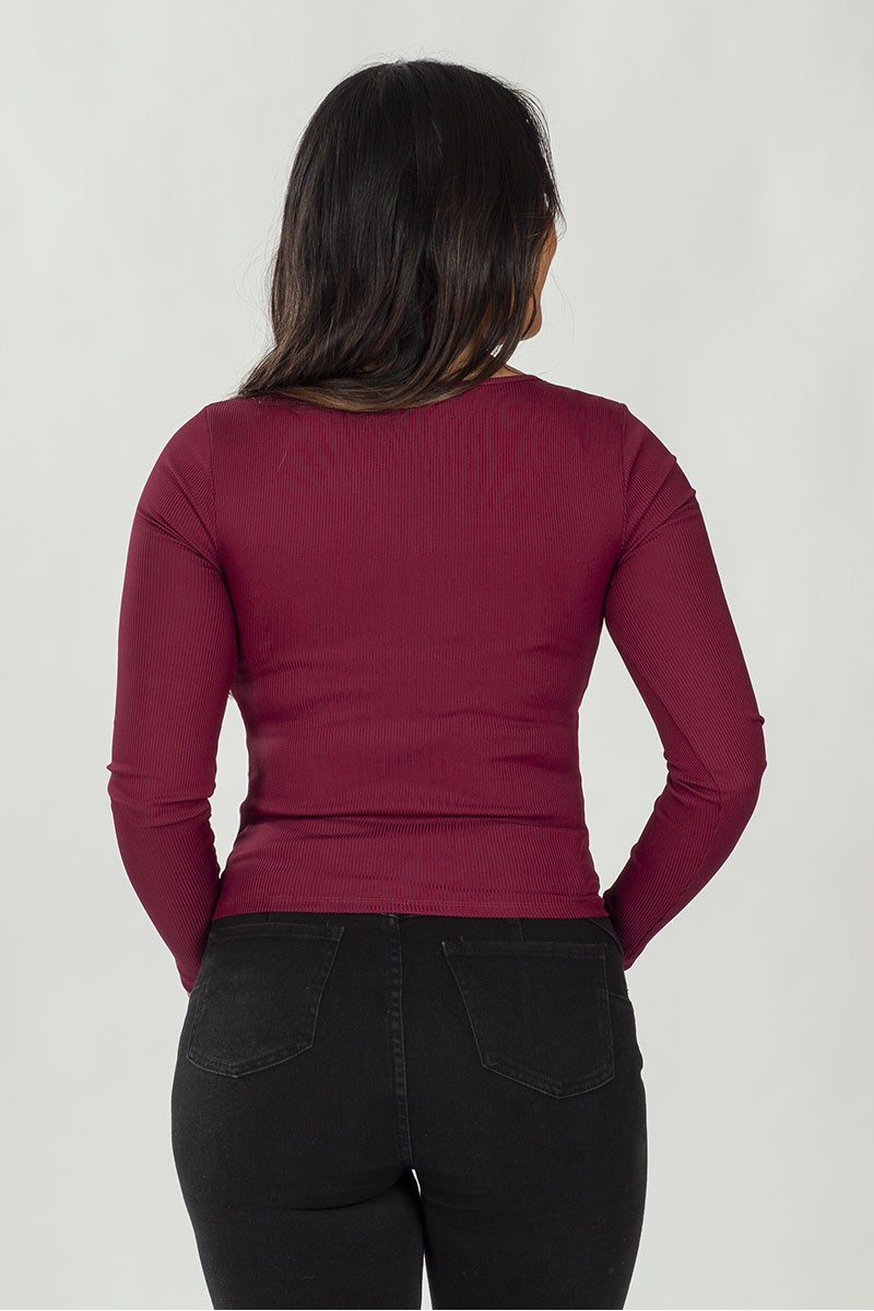 POLERA ARYA MUJER FLMINGO MANGA LARGA BURDEO