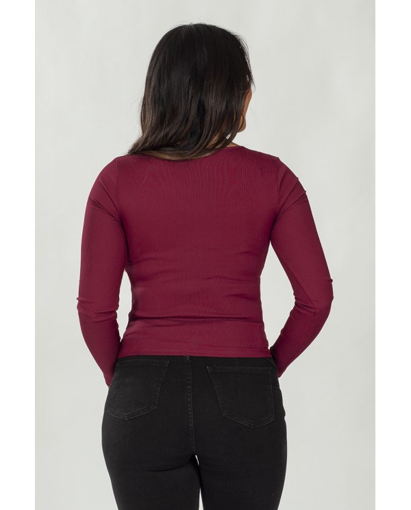 POLERA ARYA MUJER FLMINGO MANGA LARGA BURDEO