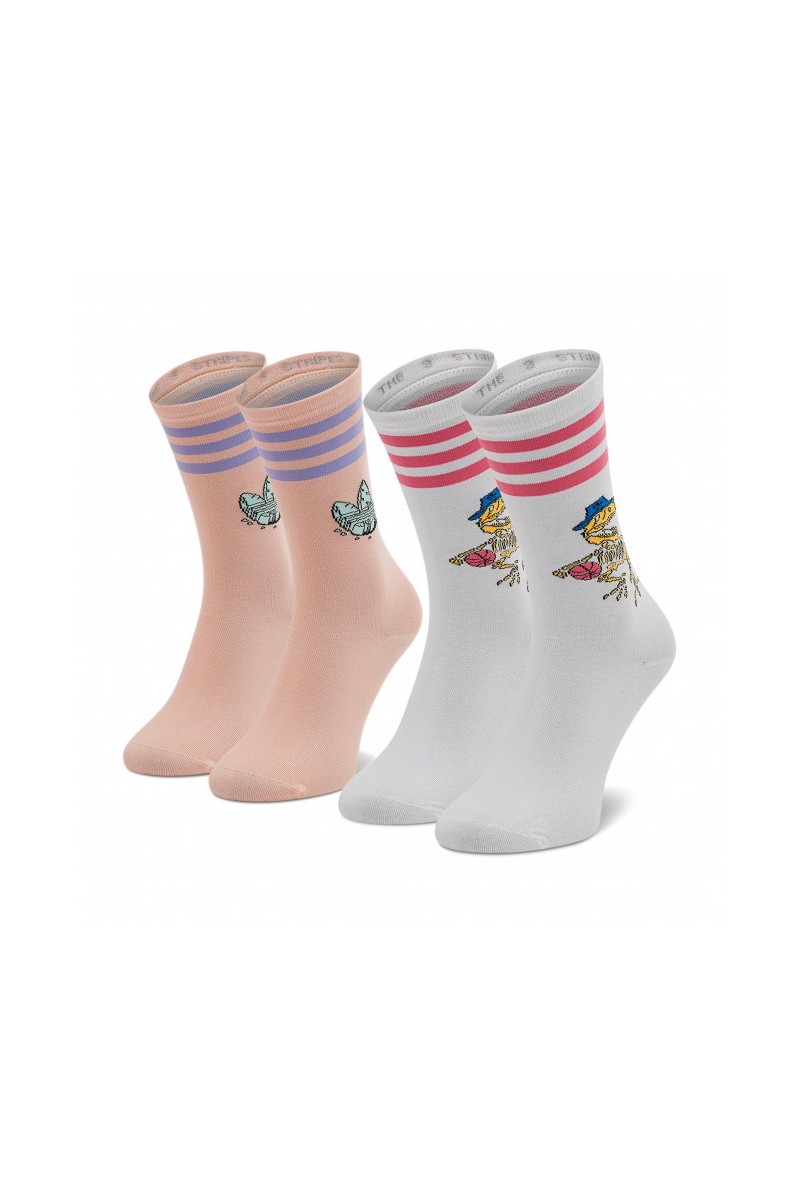 CALCETINES (2) ADIDAS UNISEX ESTAMPADO FUN ROSADO/BLANCO