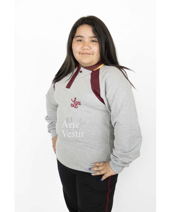 POLERA GRIS/BURDEO PIQUE MUJER ML GABRIELA MISTRAL PUERTO NATALES