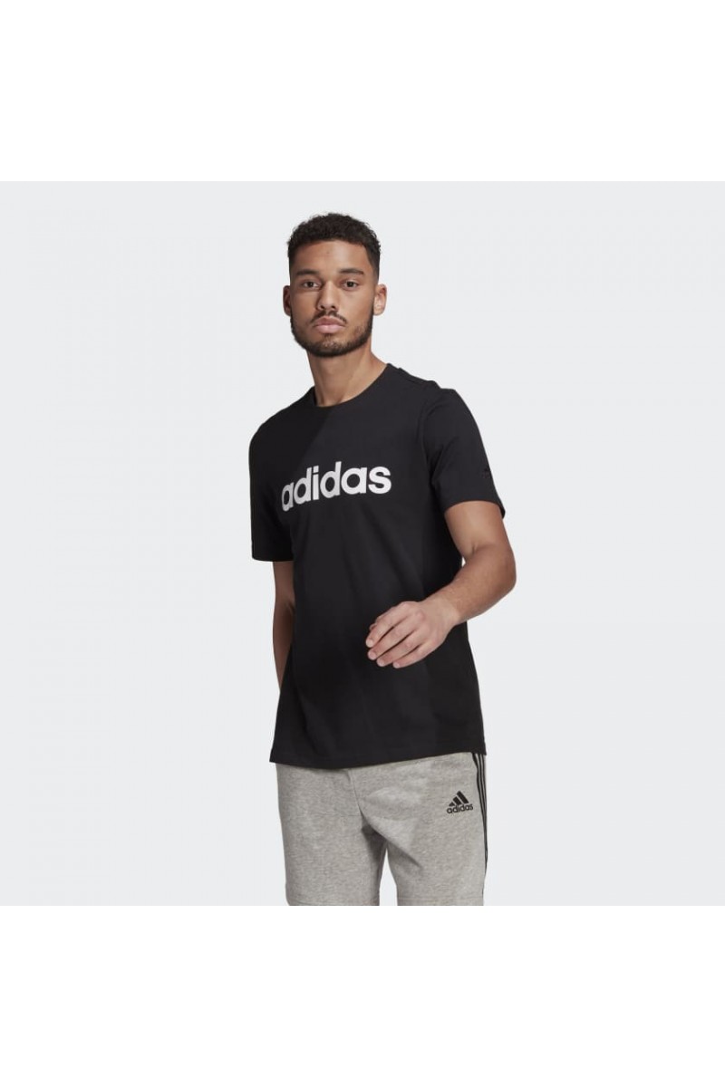 POLERA ADIDAS HOMBRE LOGO LINEAL BORDADO NEGRO