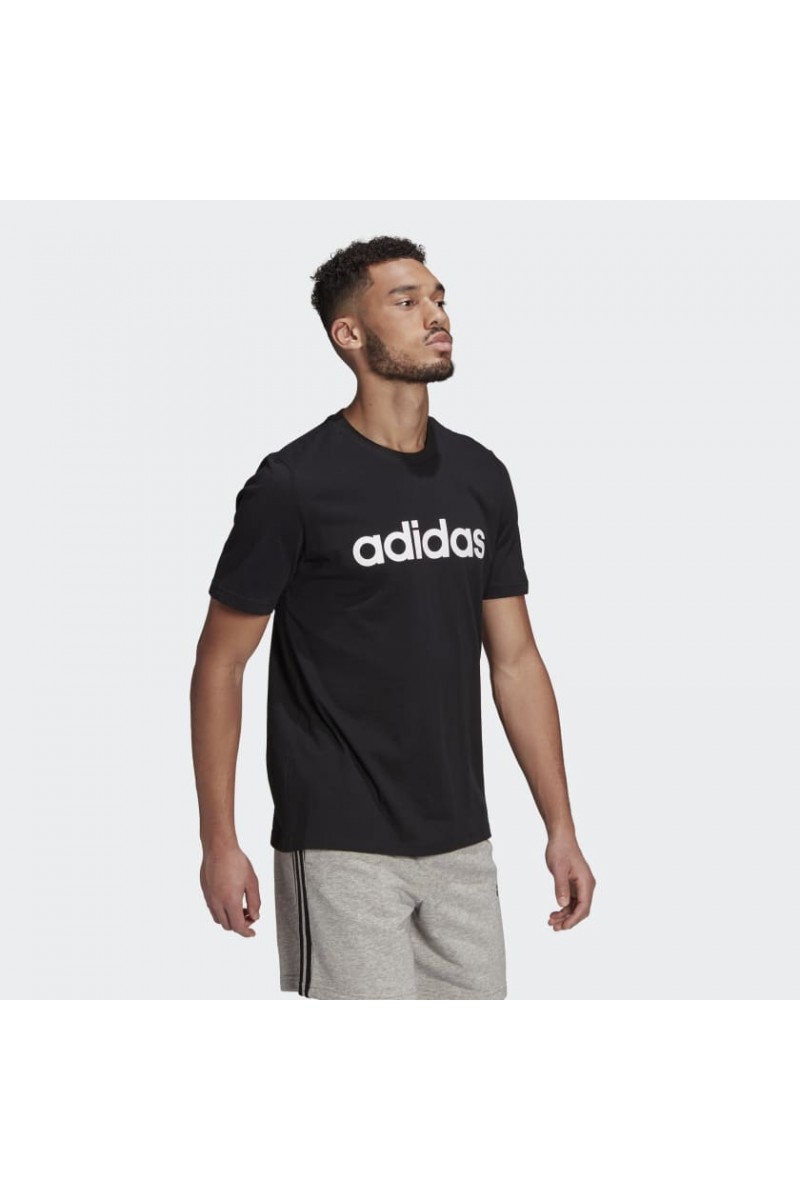 POLERA ADIDAS HOMBRE LOGO LINEAL BORDADO NEGRO