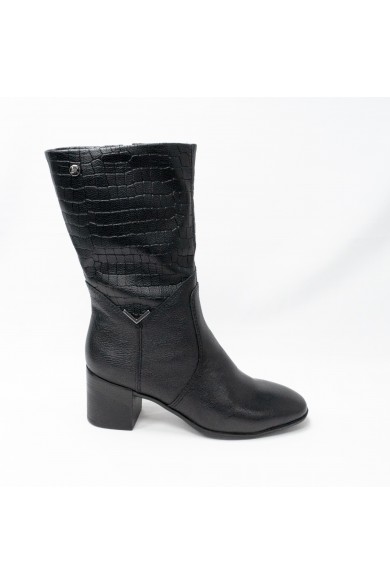 BOTA BOTTERO MUJER CROCO TANIS MILITAR NEGRO