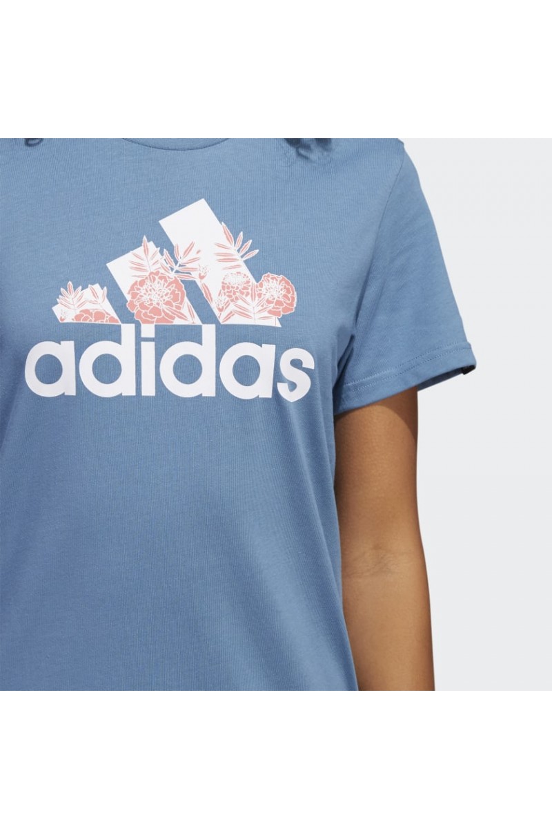 POLERA ADIDAS MUJER FLORAL SUPERHER AZUL