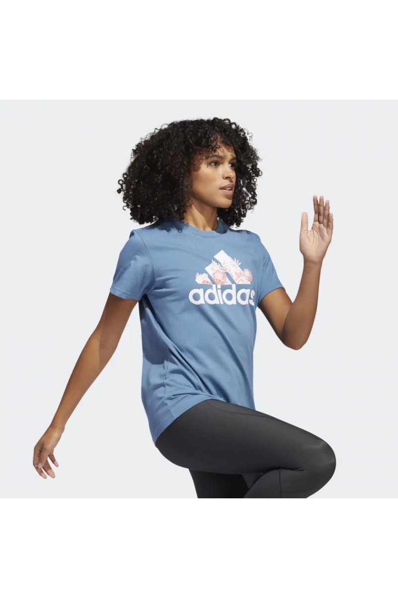 POLERA ADIDAS MUJER FLORAL SUPERHER AZUL
