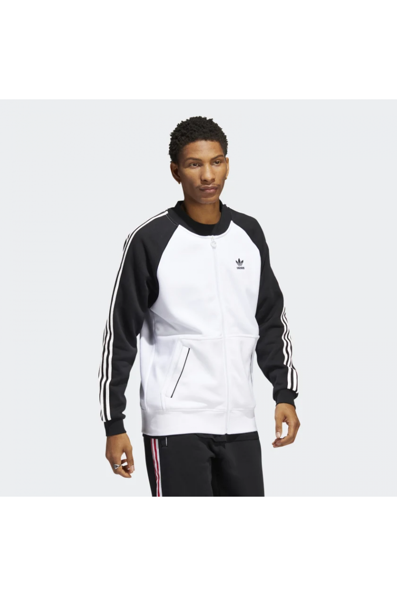 CHAQUETA DEPORTIVA ADIDAS HOMBRE FLEECE FELPA BLANCO/NEGRO