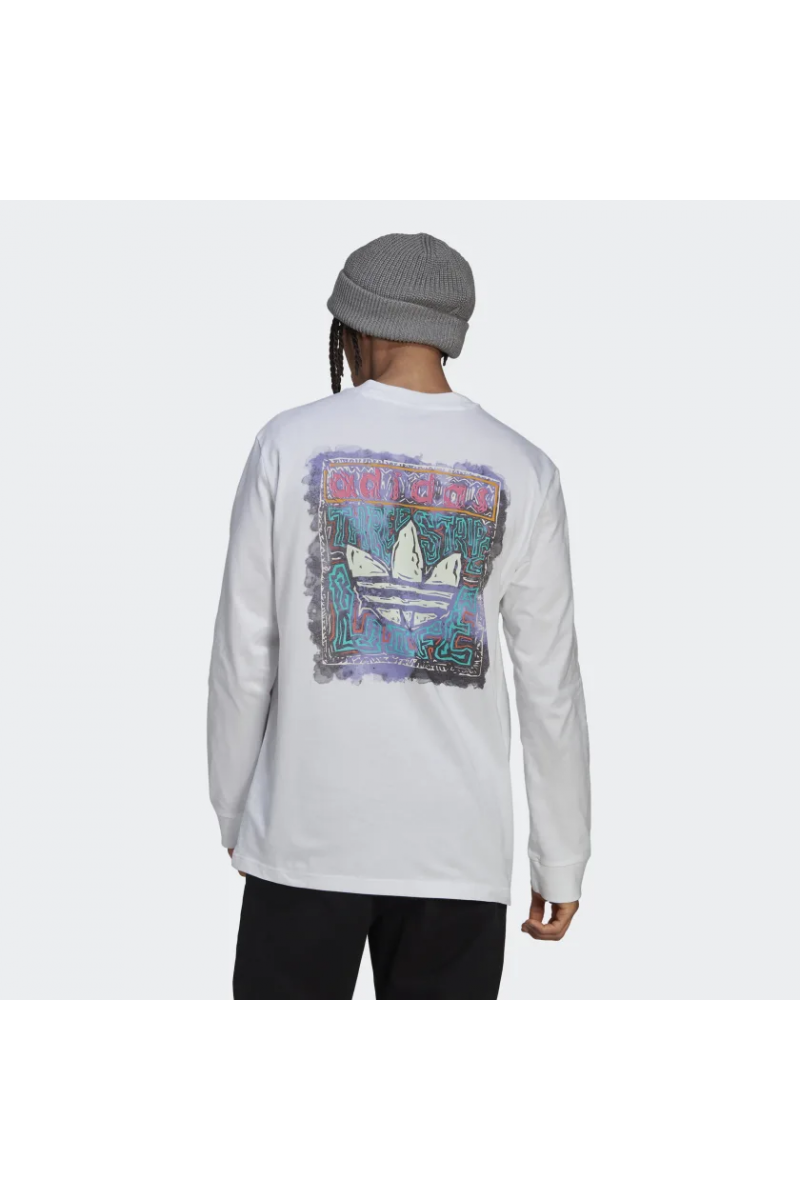 POLERA ADIDAS HOMBRE MANGA LARGA GRAPHIC BLANCO