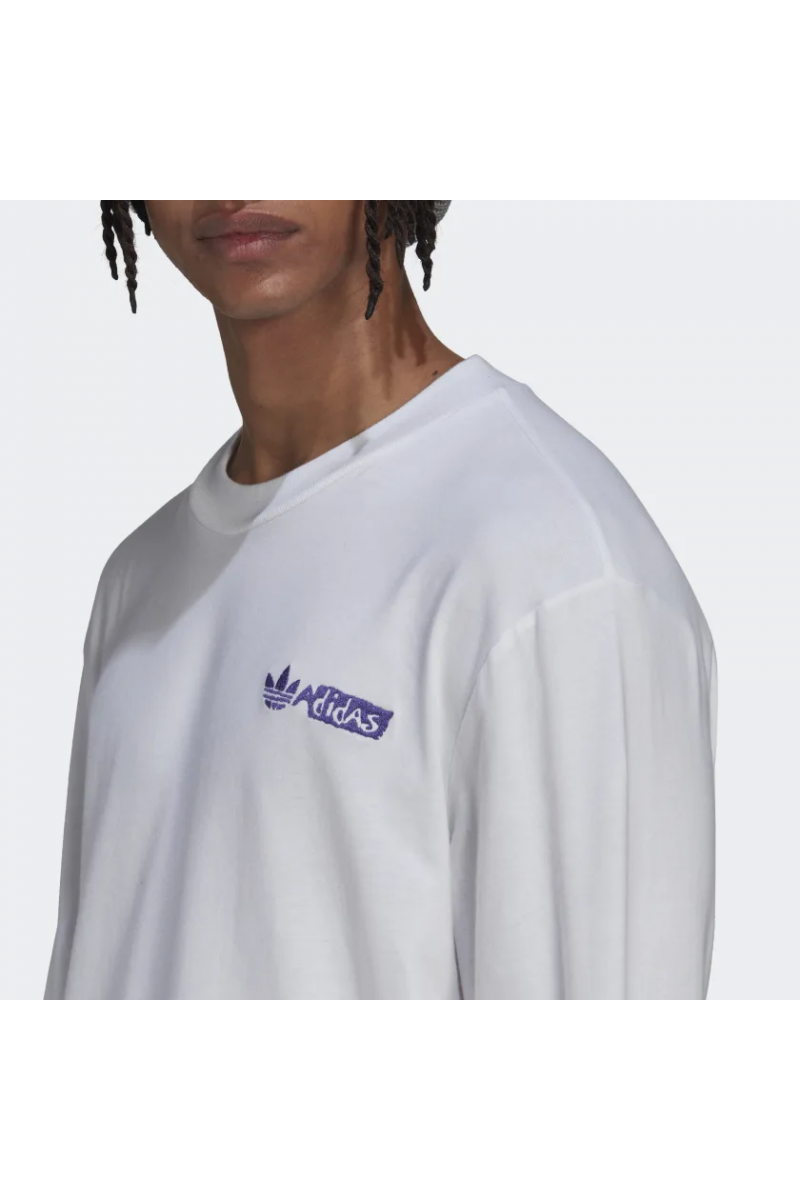 POLERA ADIDAS HOMBRE MANGA LARGA GRAPHIC BLANCO