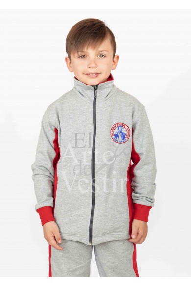 POLERÓN BUZO HOMBRE/UNISEX GRIS/ROJO BERNARDO OHIGGINS PUERTO NATALES