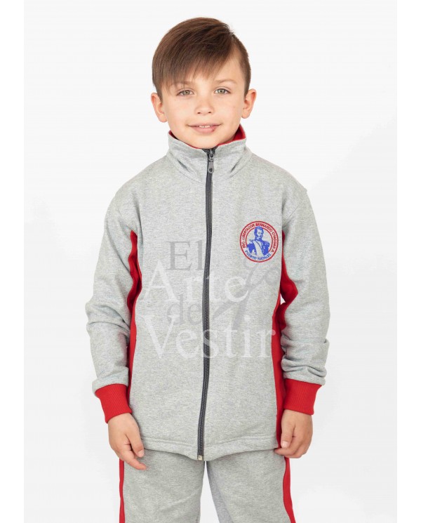 POLERÓN BUZO HOMBRE/UNISEX GRIS/ROJO BERNARDO OHIGGINS PUERTO NATALES