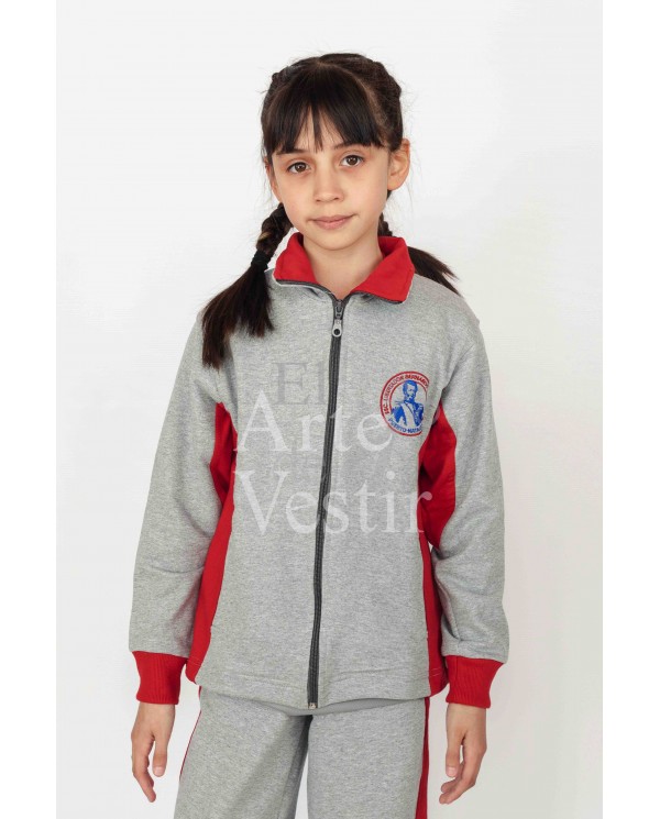 POLERÓN BUZO MUJER GRIS/ROJO BERNARDO OHIGGINS PUERTO NATALES