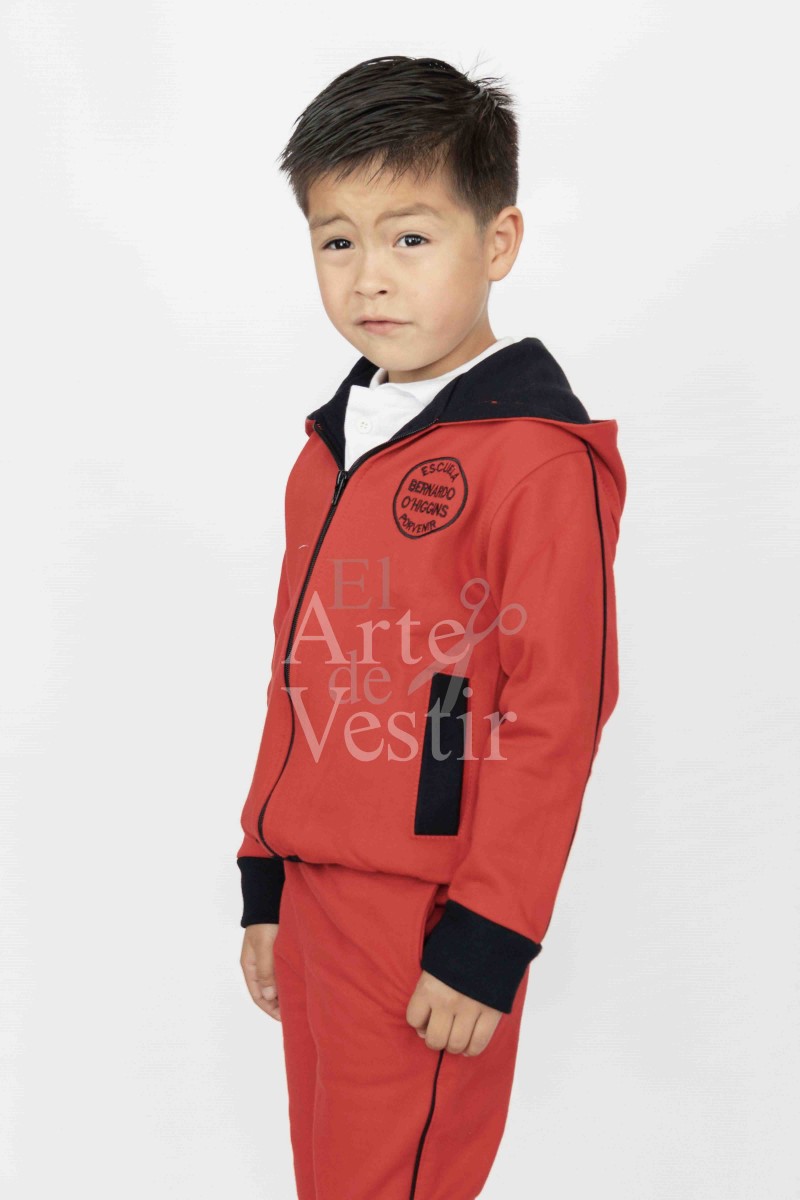 POLERÓN BUZO HOMBRE/UNISEX ROJO/NEGRO BERNARDO OHIGGINS PORVENIR