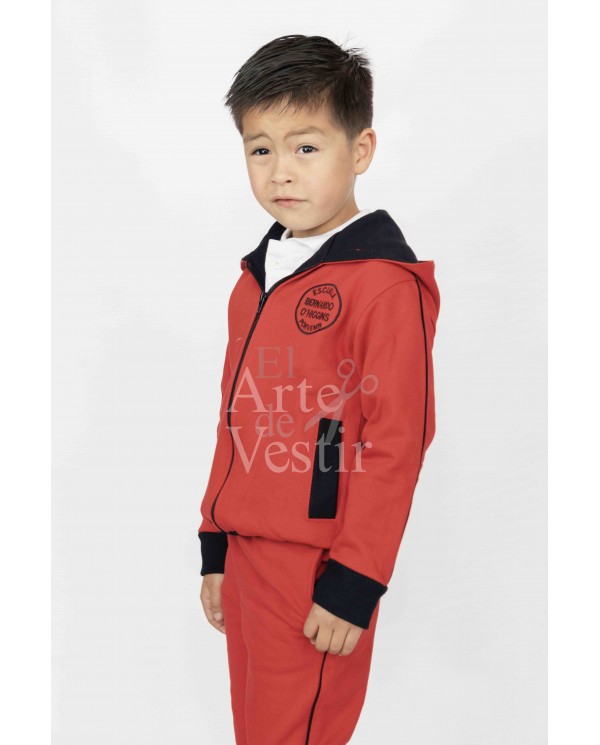 POLERÓN BUZO HOMBRE/UNISEX ROJO/NEGRO BERNARDO OHIGGINS PORVENIR