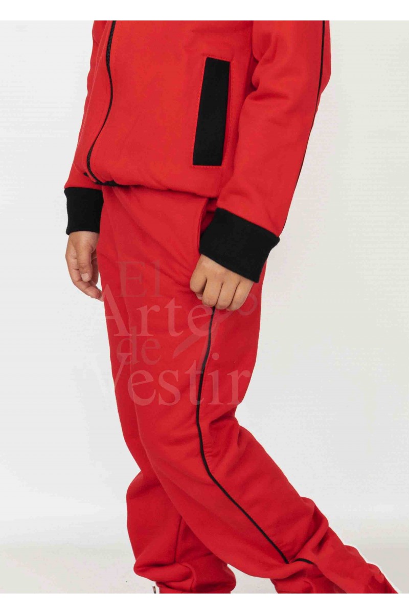 PANTALÓN BUZO MUJER ROJO/NEGRO BERNARDO OHIGGINS PORVENIR