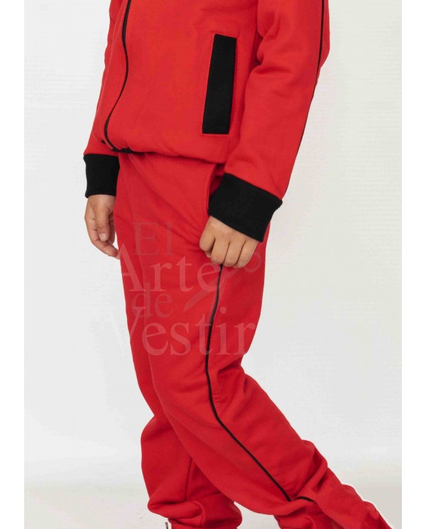 PANTALÓN BUZO MUJER ROJO/NEGRO BERNARDO OHIGGINS PORVENIR