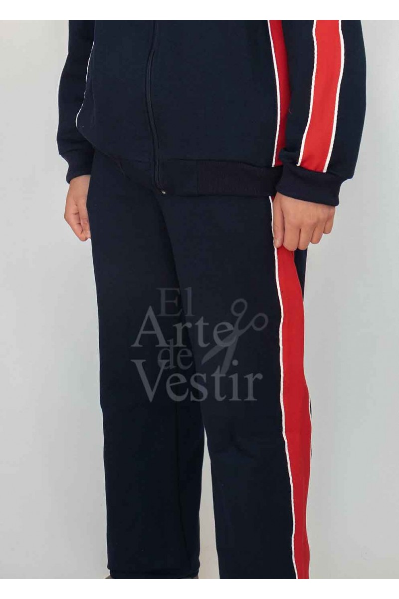 PANTALÓN BUZO HOMBRE/UNISEX AZUL/ROJO BRITÁNICO