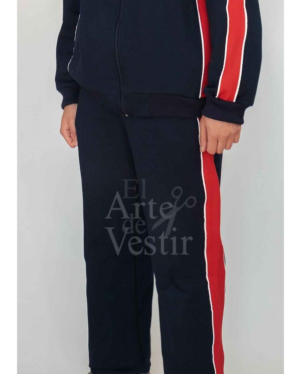 PANTALÓN BUZO HOMBRE/UNISEX AZUL/ROJO BRITÁNICO