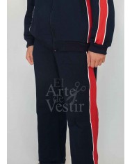 PANTALÓN BUZO MUJER AZUL/ROJO BRITÁNICO