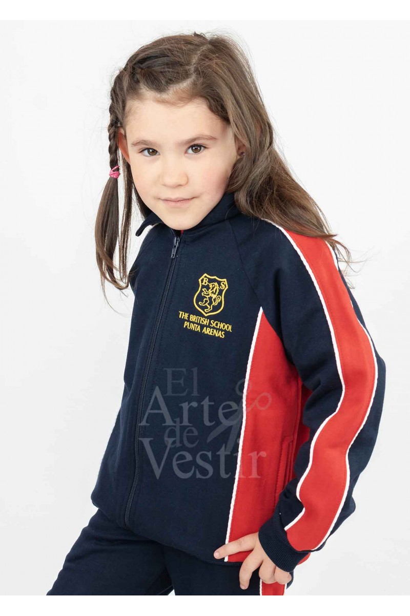 POLERÓN BUZO BRITANICO MUJER AZUL/ROJO