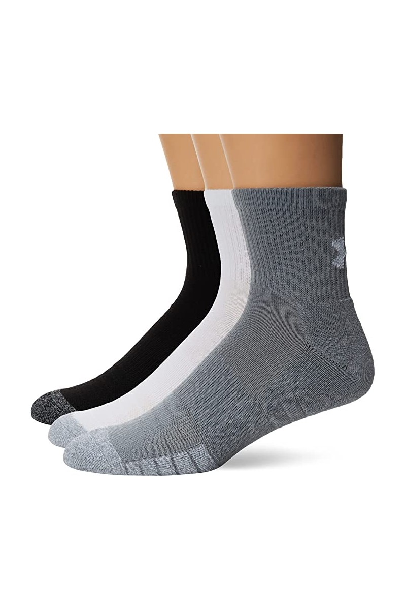 SOQUETES (3) UNDER ARMOUR UNISEX HEATGEAR NEGRO/BLANCO/GRIS