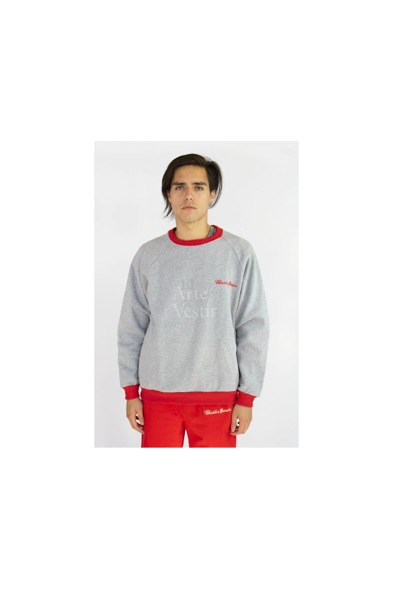 POLERÓN BUZO HOMBRE GRIS/ROJO CHARLES DARWIN