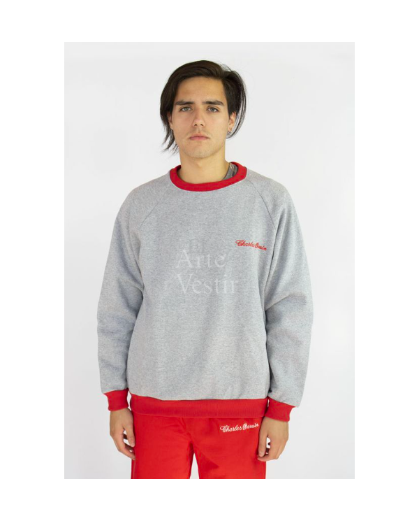 POLERÓN BUZO HOMBRE GRIS/ROJO CHARLES DARWIN