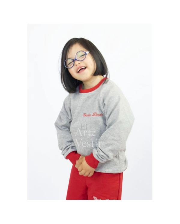 POLERÓN BUZO MUJER GRIS/ROJO CHARLES DARWIN