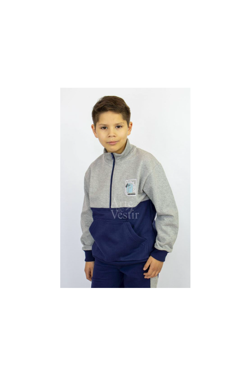 POLERÓN BUZO HOMBRE/UNISEX GRIS/AZUL NOBELIUS