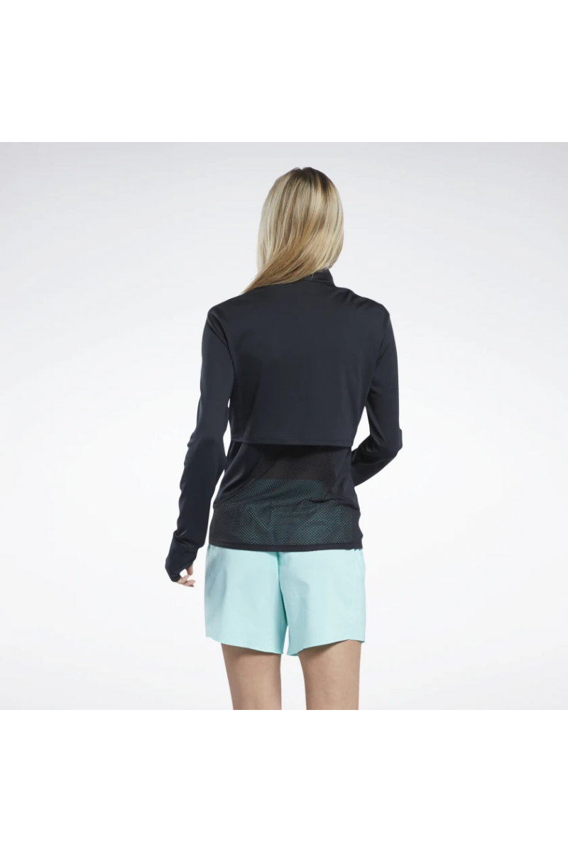 POLERA REEBOK MUJER 1/4 ZIP RUNNING NEGRO