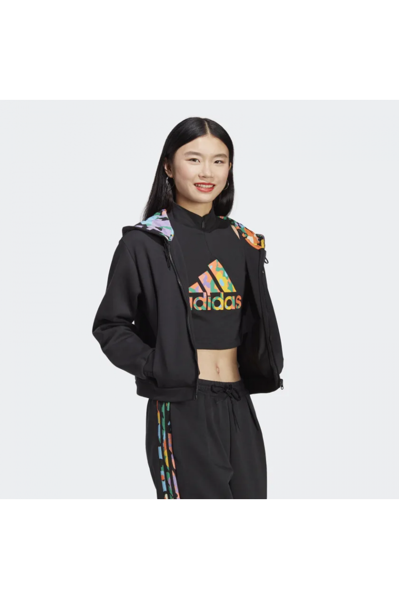POLERÓN ADIDAS MUJER ESTAMPADO NEGRO POLERÓN ADIDAS MUJER ESTAMPADO NEGRO