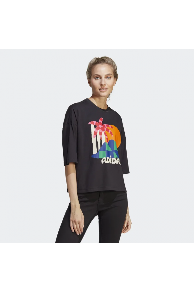 POLERA ADIDAS MUJER ESTAMPADA X FARM RIO NEGRO