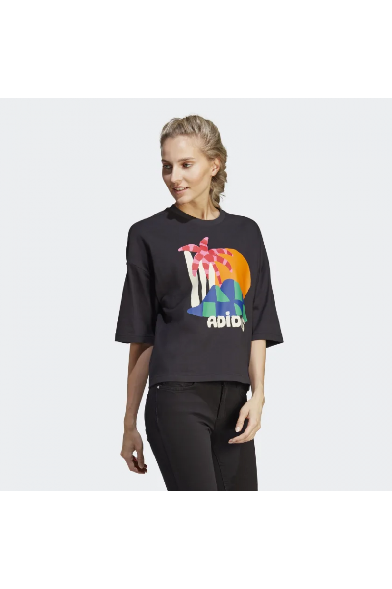 POLERA ADIDAS MUJER ESTAMPADA X FARM RIO NEGRO