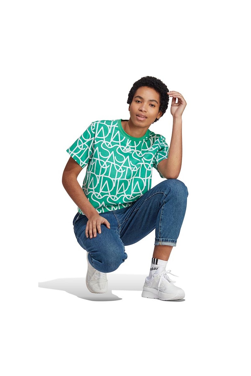 POLERA ADIDAS MUJER ESTAMPADA VERDE