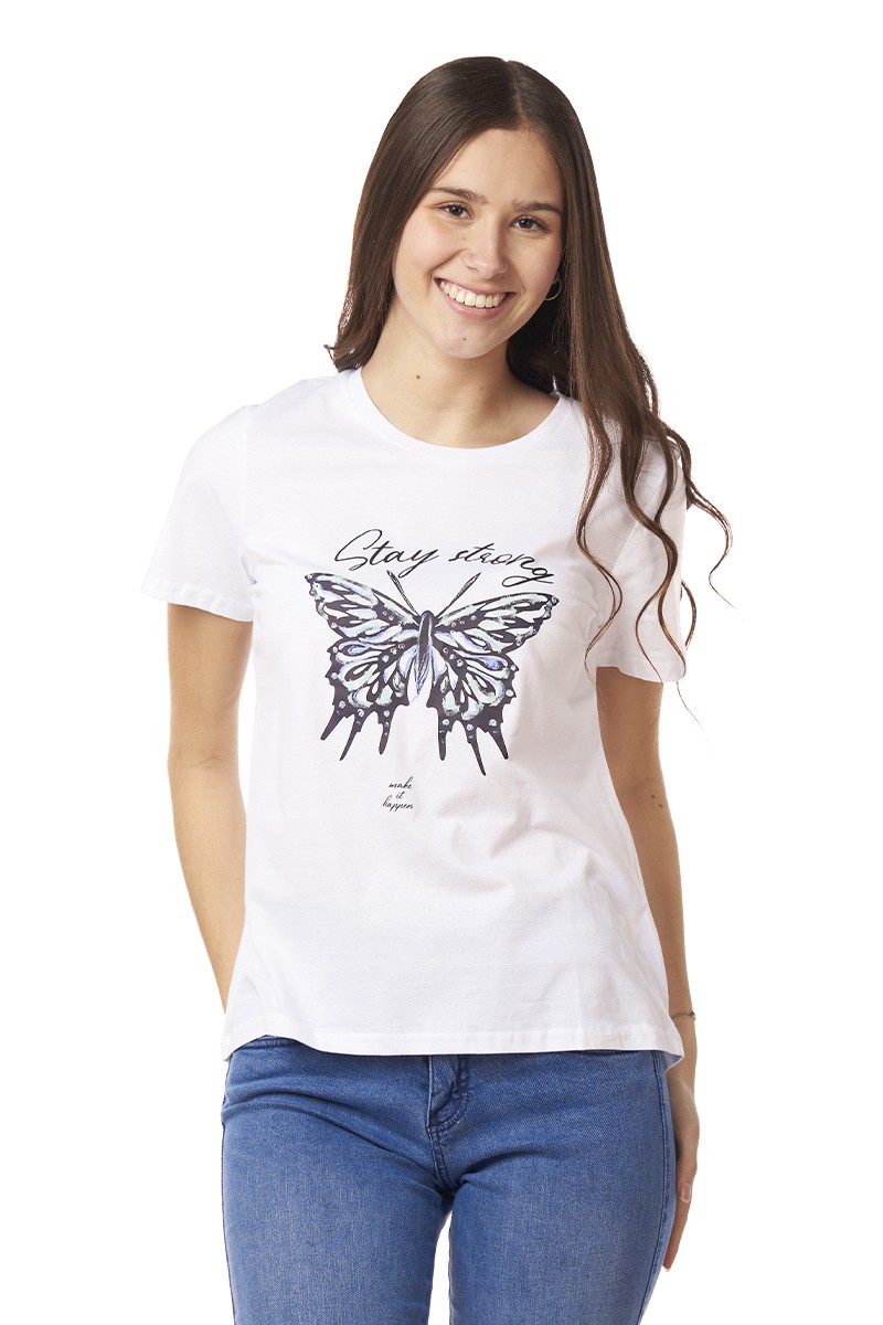 POLERA ARYA MUJER CAREY BUTTERFLY BLANCO POLERA ARYA MUJER CAREY BUTTERFLY BLANCO