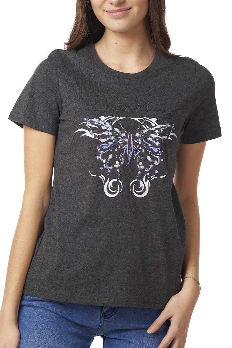 POLERA ARYA MUJER  BEYONCE BUTTERFLY GRIS