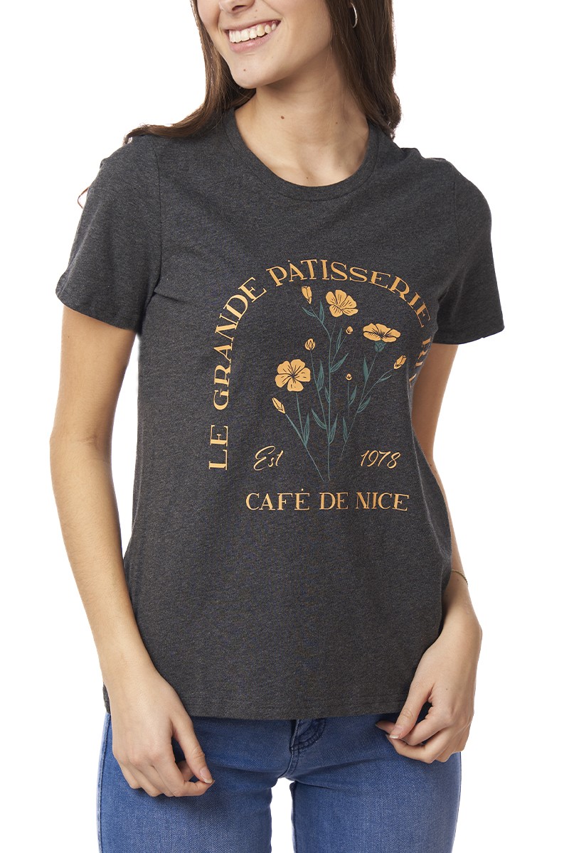 POLERA ARYA MUJER WHITNEY FLOWER GRIS POLERA ARYA MUJER WHITNEY FLOWER GRIS