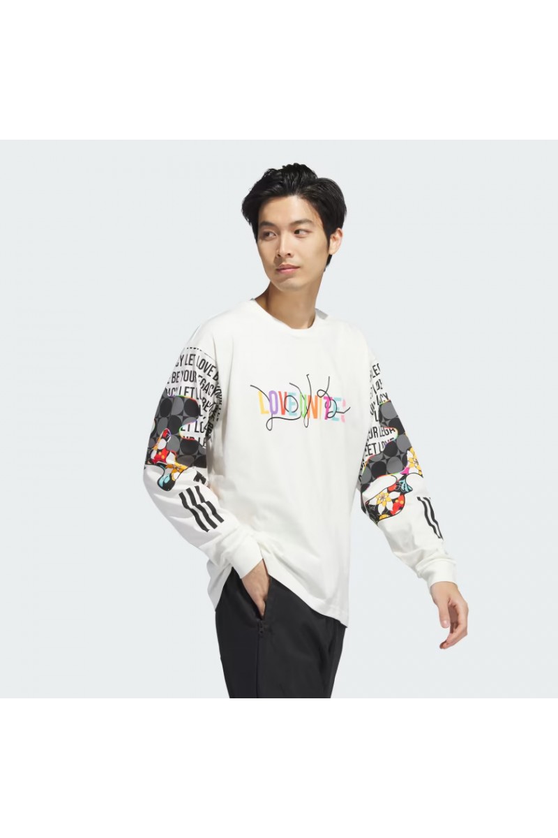POLERA ADIDAS UNISEX PRIDE MANGA LARGA BLANCO